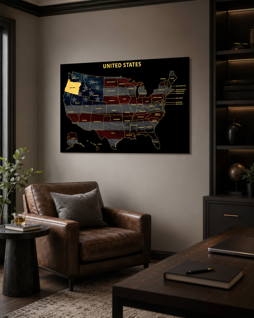 Oregon State Map - 3D Embossed Metal Wall Art