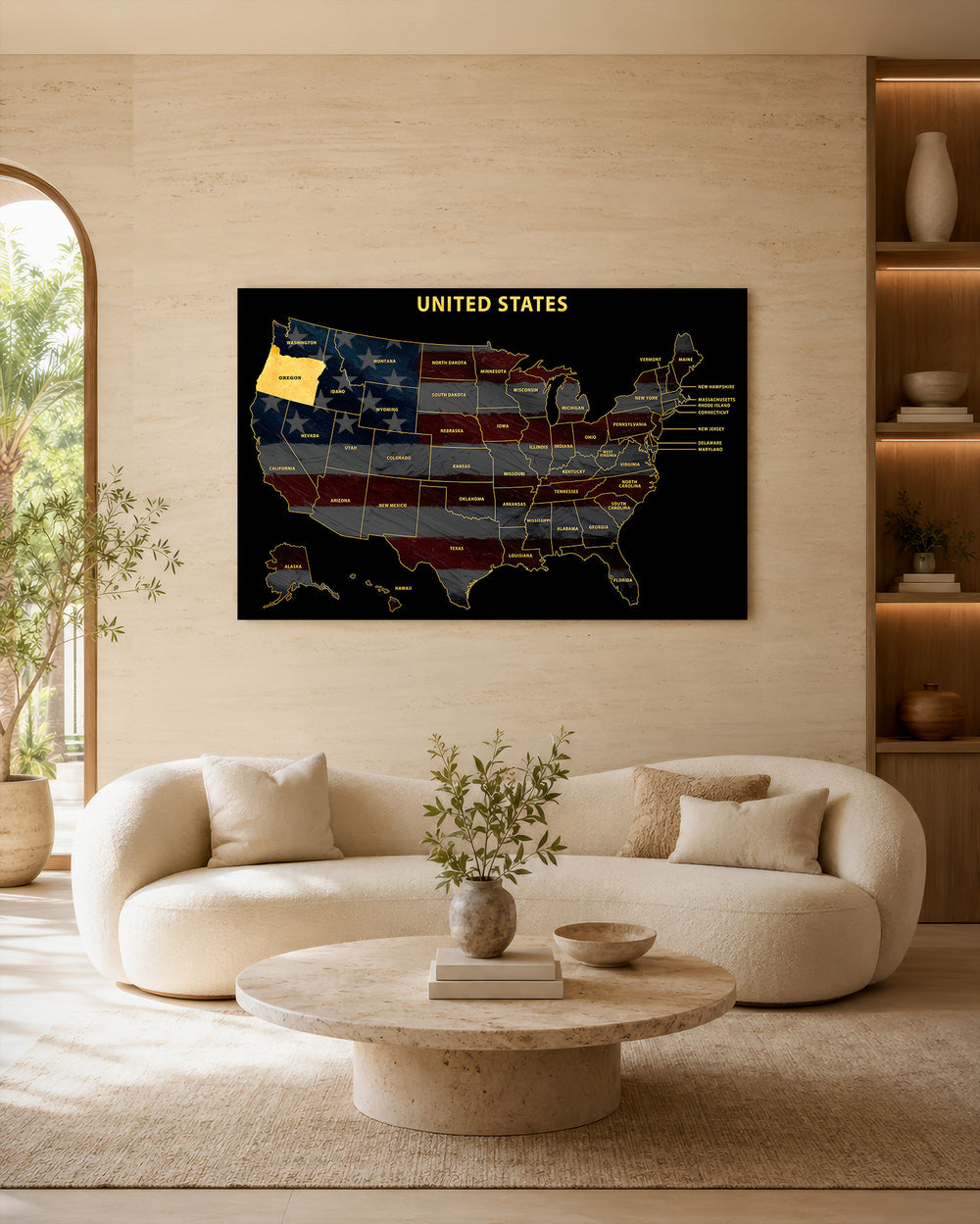 Oregon State Map - 3D Embossed Metal Wall Art