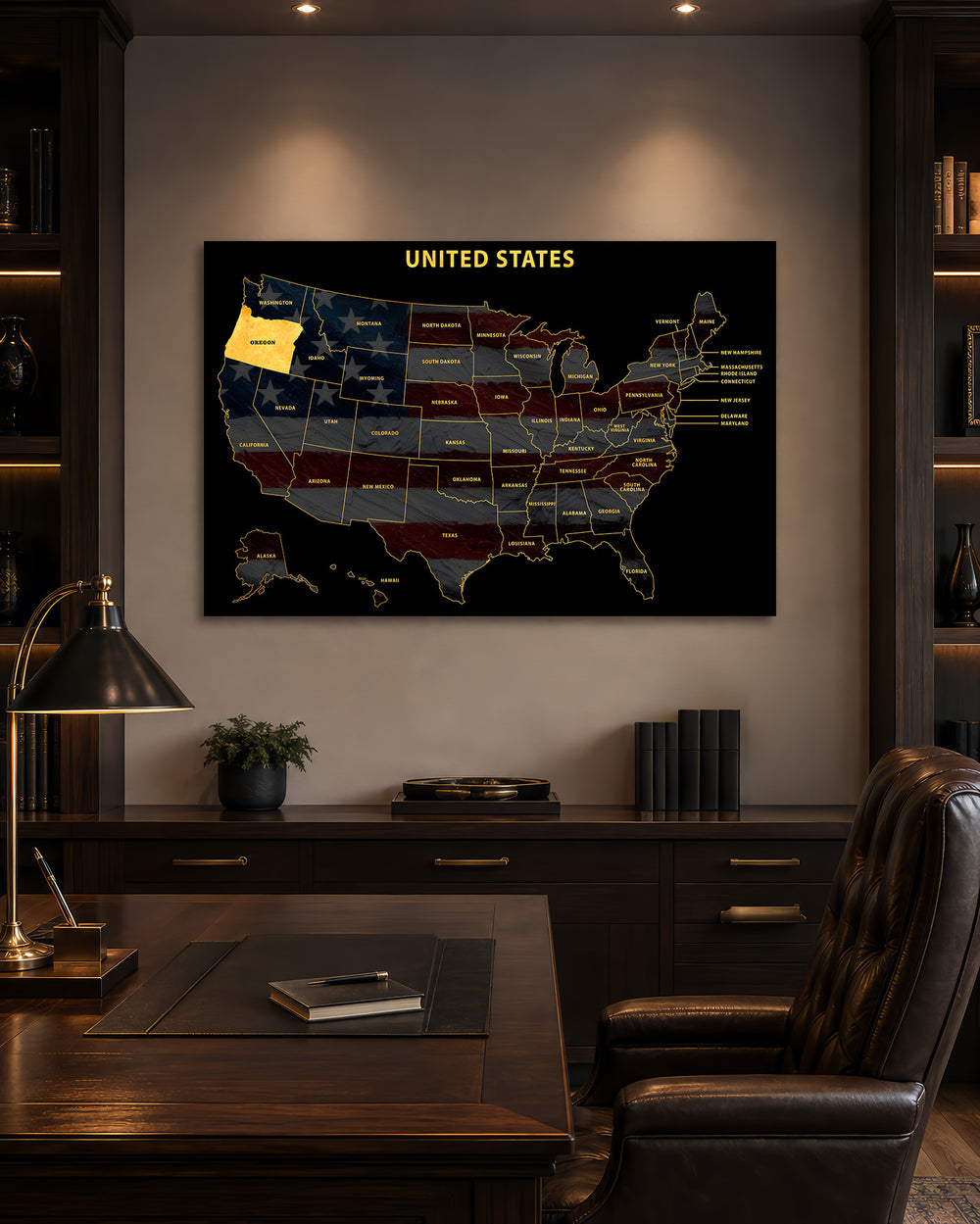 Oregon State Map - 3D Embossed Metal Wall Art