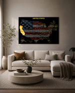 California State Map - 3D Embossed Metal Wall Art