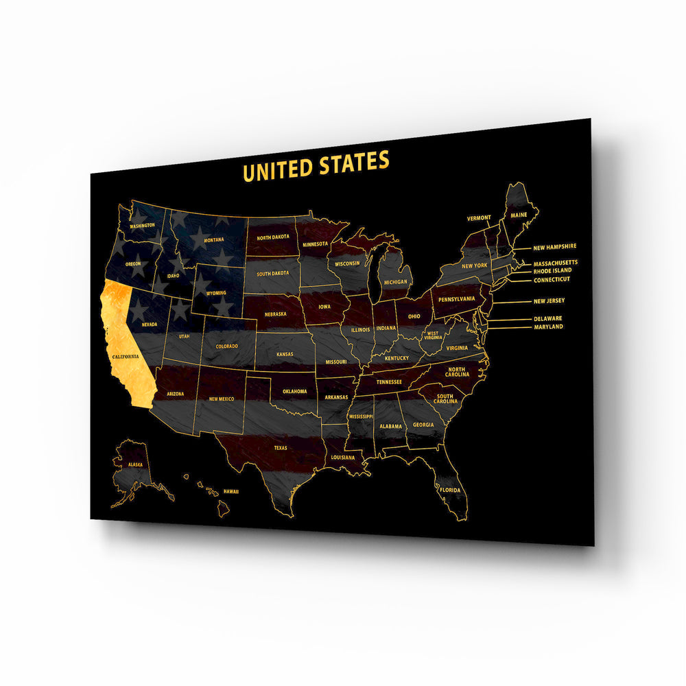 California State Map - 3D Embossed Metal Wall Art