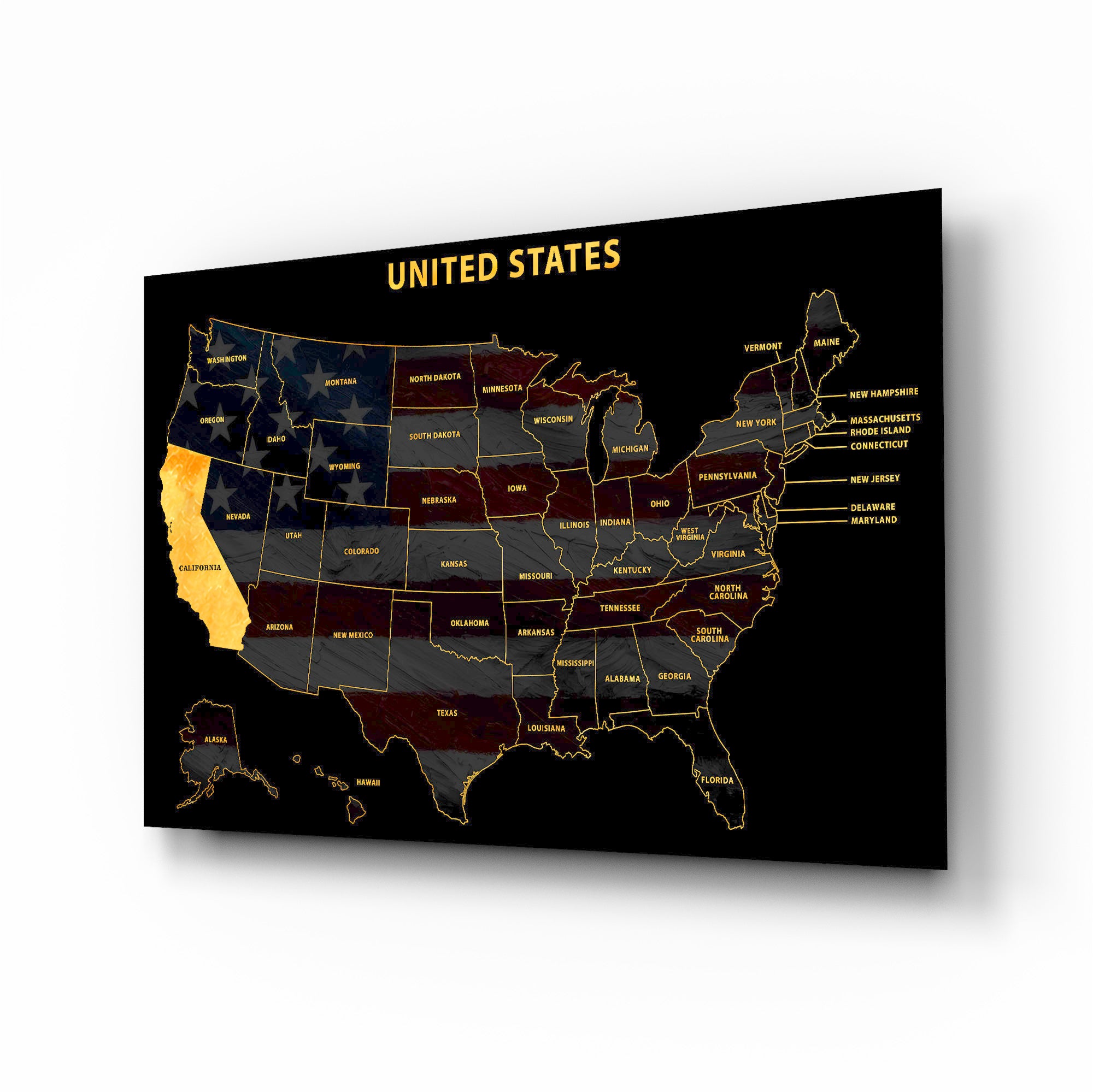 California State Map — Haptic 3D Embossed Metal Wall Art