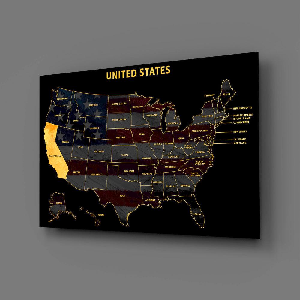 California State Map - 3D Embossed Metal Wall Art