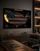 California State Map - 3D Embossed Metal Wall Art