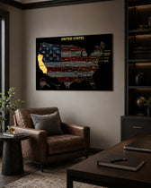 California State Map - 3D Embossed Metal Wall Art
