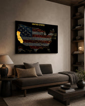 California State Map - 3D Embossed Metal Wall Art