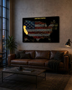 California State Map - 3D Embossed Metal Wall Art