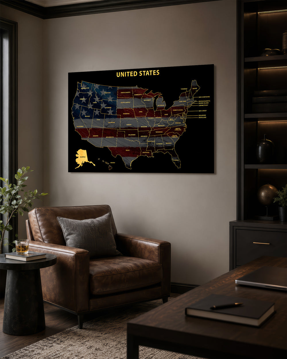 Alaska State Map - 3D Embossed Metal Wall Art