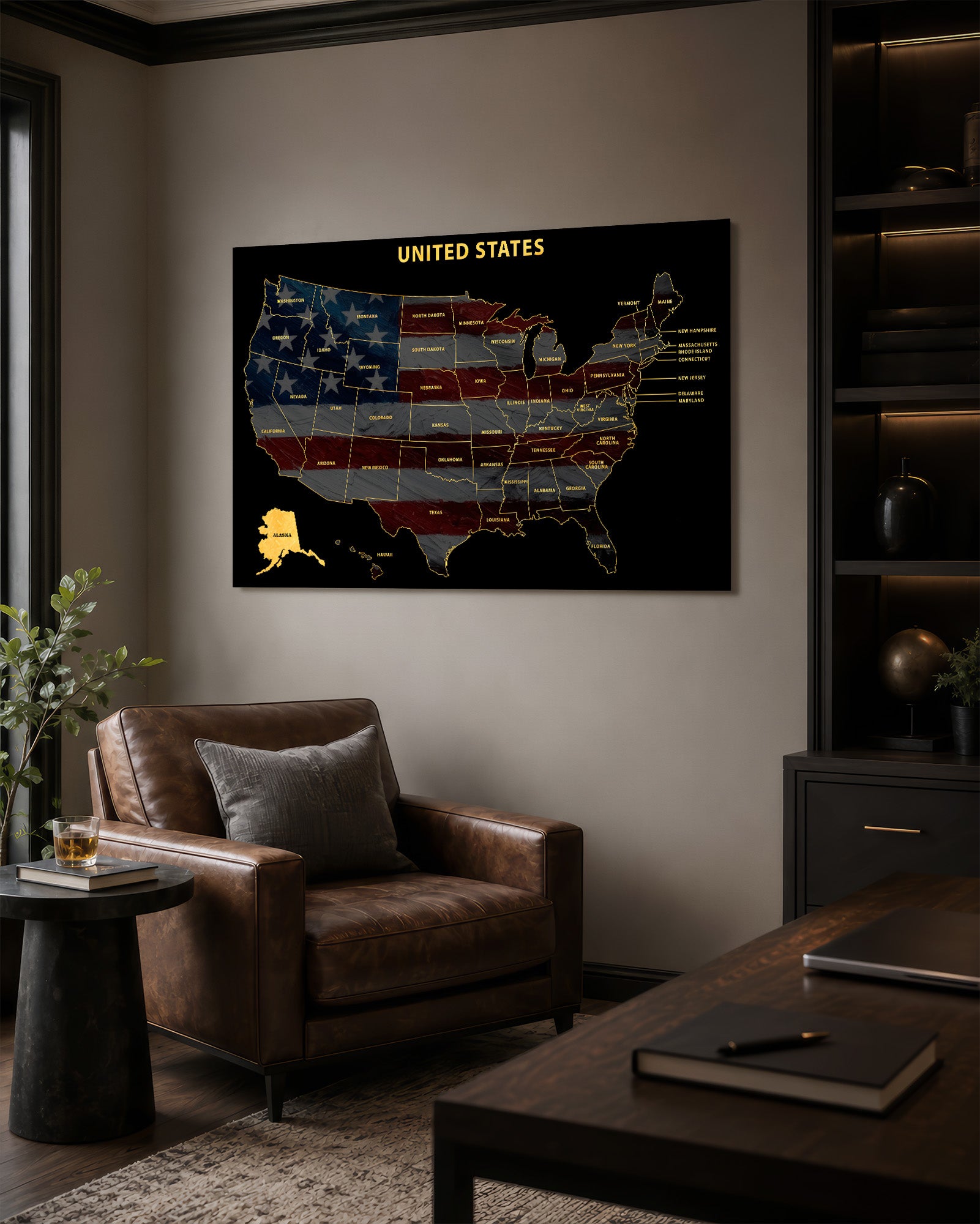 Alaska State Map — Haptic 3D Embossed Metal Wall Art