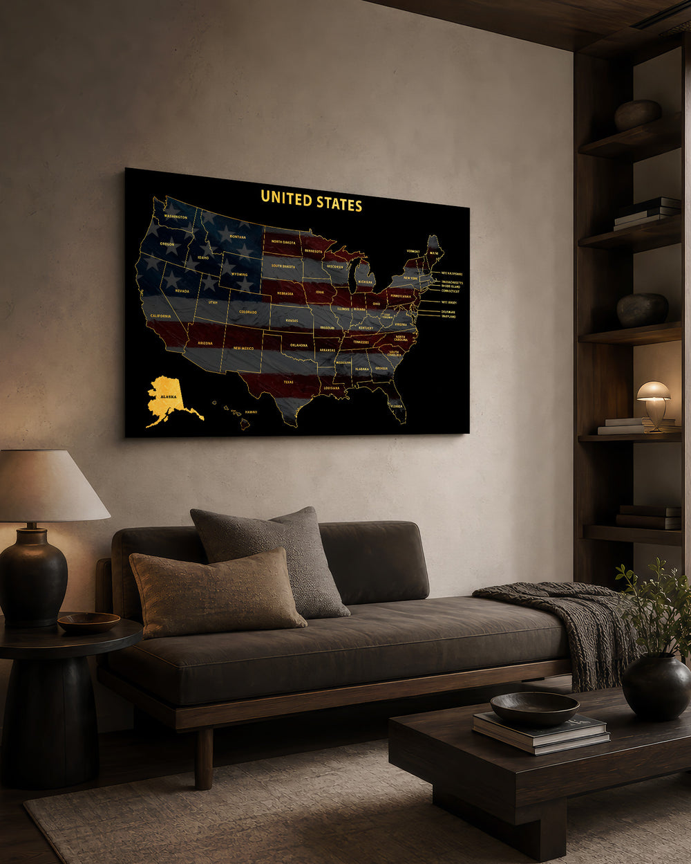 Alaska State Map - 3D Embossed Metal Wall Art