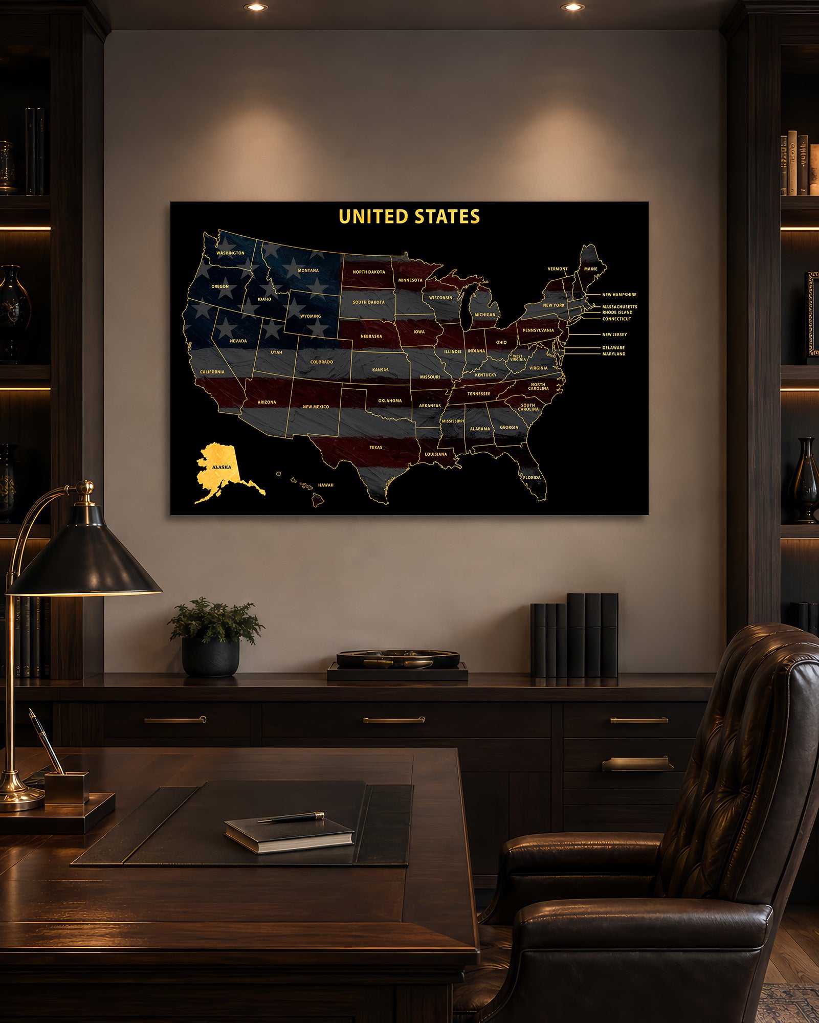 Alaska State Map — Haptic 3D Embossed Metal Wall Art