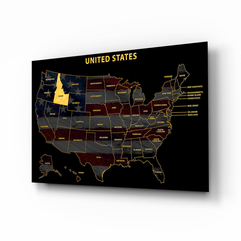 Idaho State Map - 3D Embossed Metal Wall Art