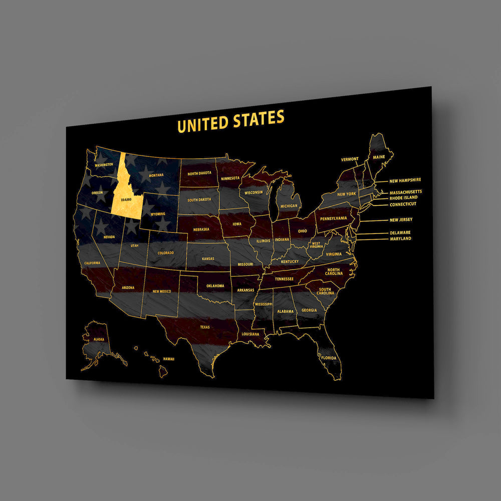 Idaho State Map - 3D Embossed Metal Wall Art