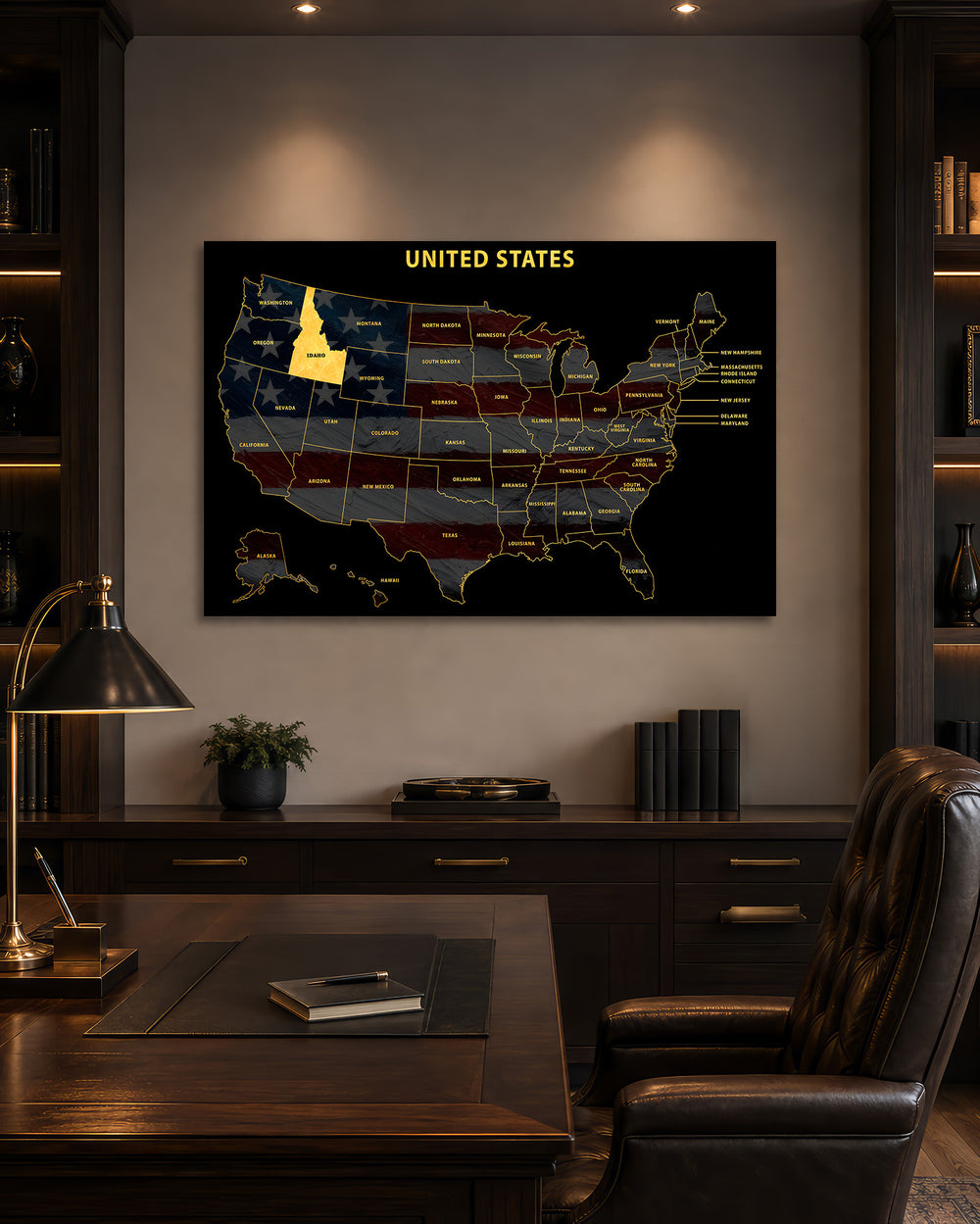 Idaho State Map - 3D Embossed Metal Wall Art