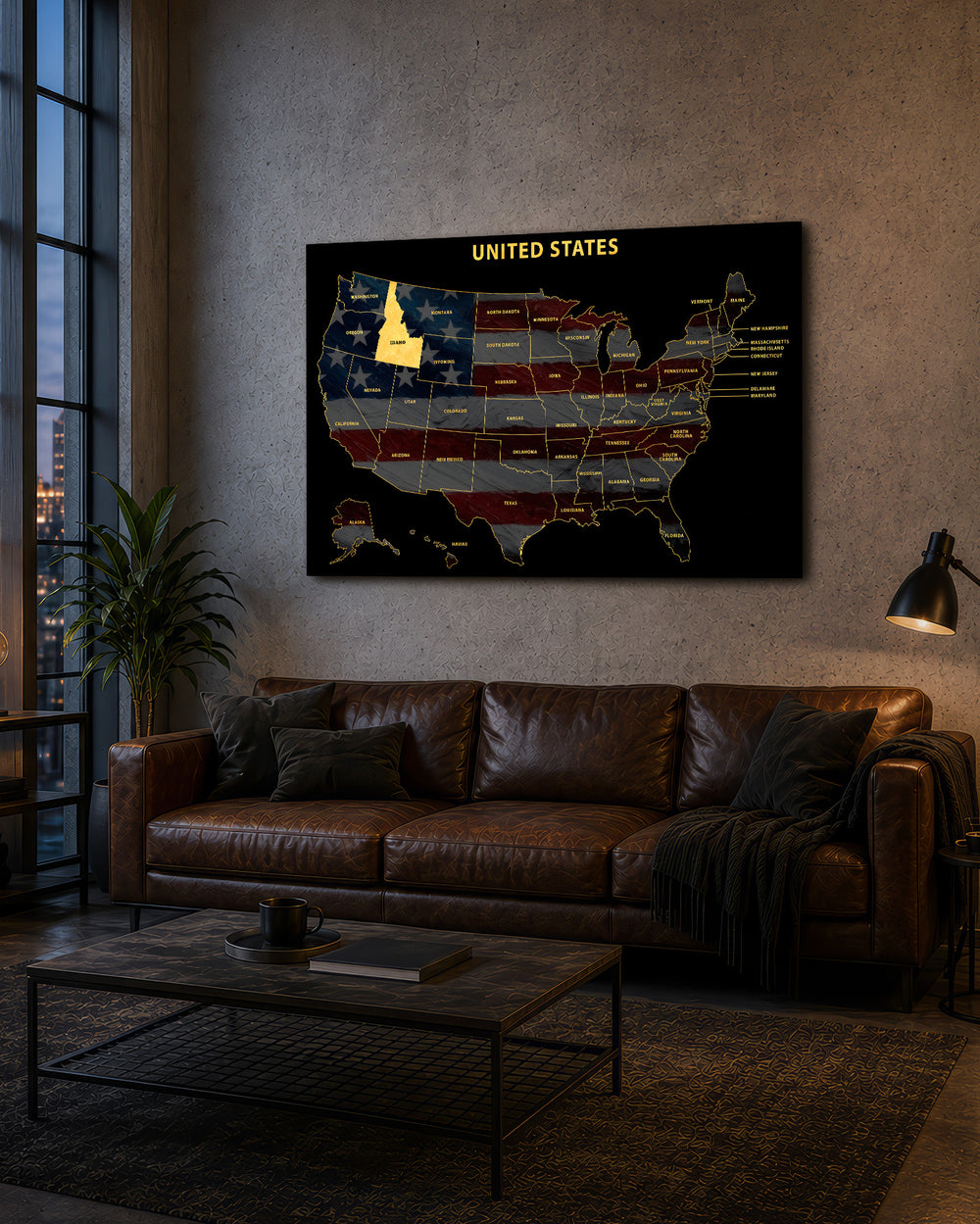 Idaho State Map - 3D Embossed Metal Wall Art