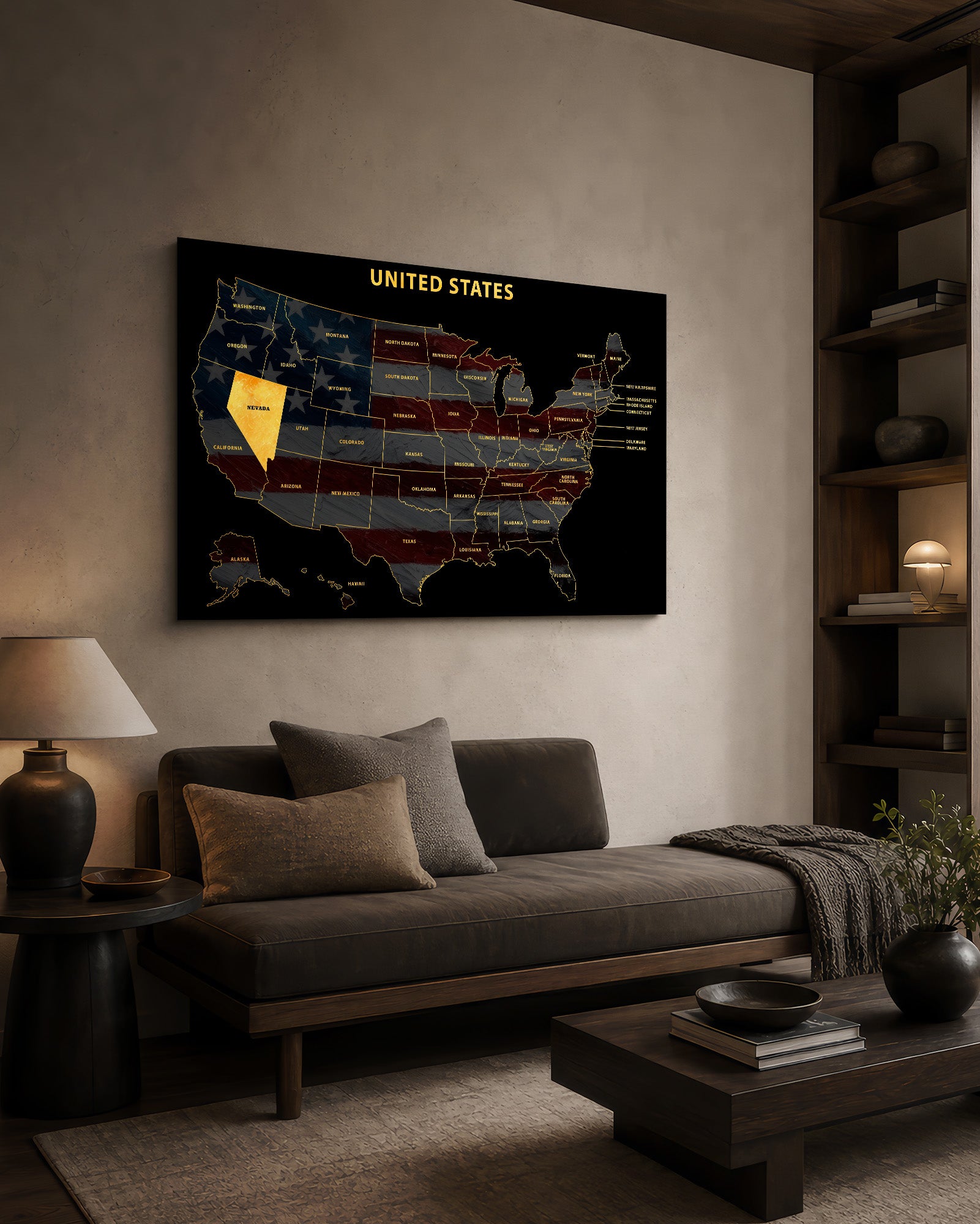 Nevada State Map — Haptic 3D Embossed Metal Wall Art
