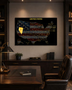 Nevada State Map - 3D Embossed Metal Wall Art
