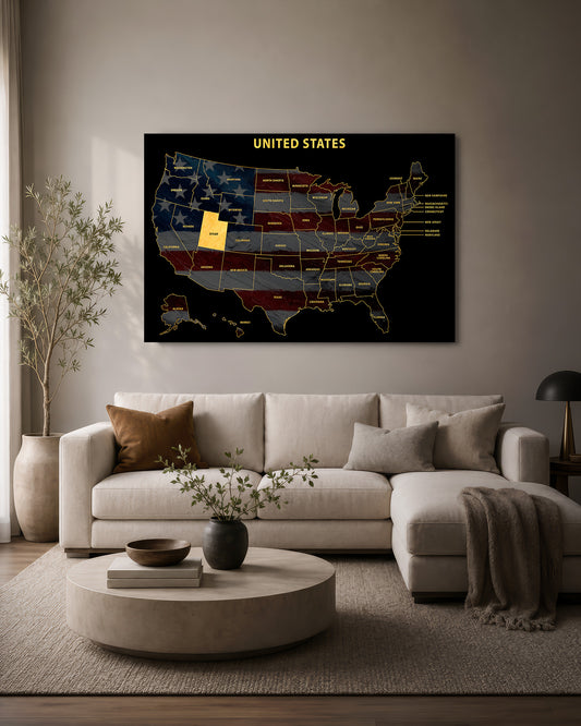 Utah State Map - 3D Embossed Metal Wall Art