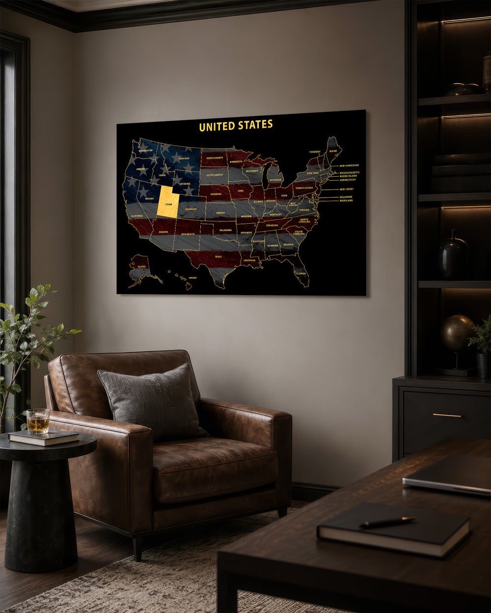 Utah State Map - 3D Embossed Metal Wall Art