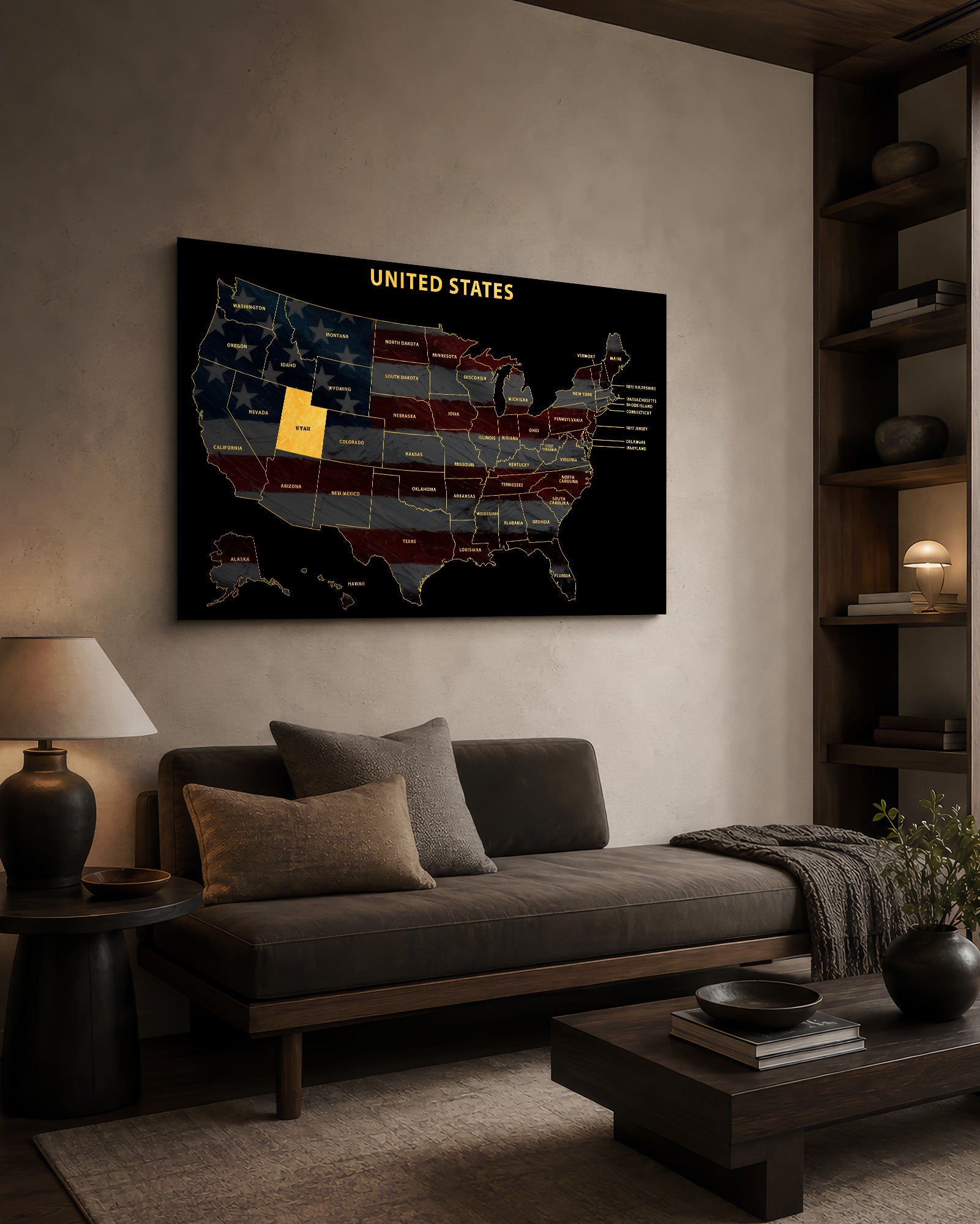 Utah State Map — Haptic 3D Embossed Metal Wall Art