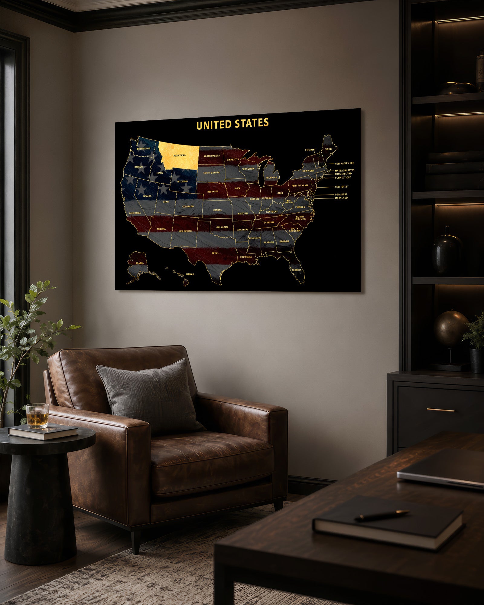 Montana State Map — Haptic 3D Embossed Metal Wall Art