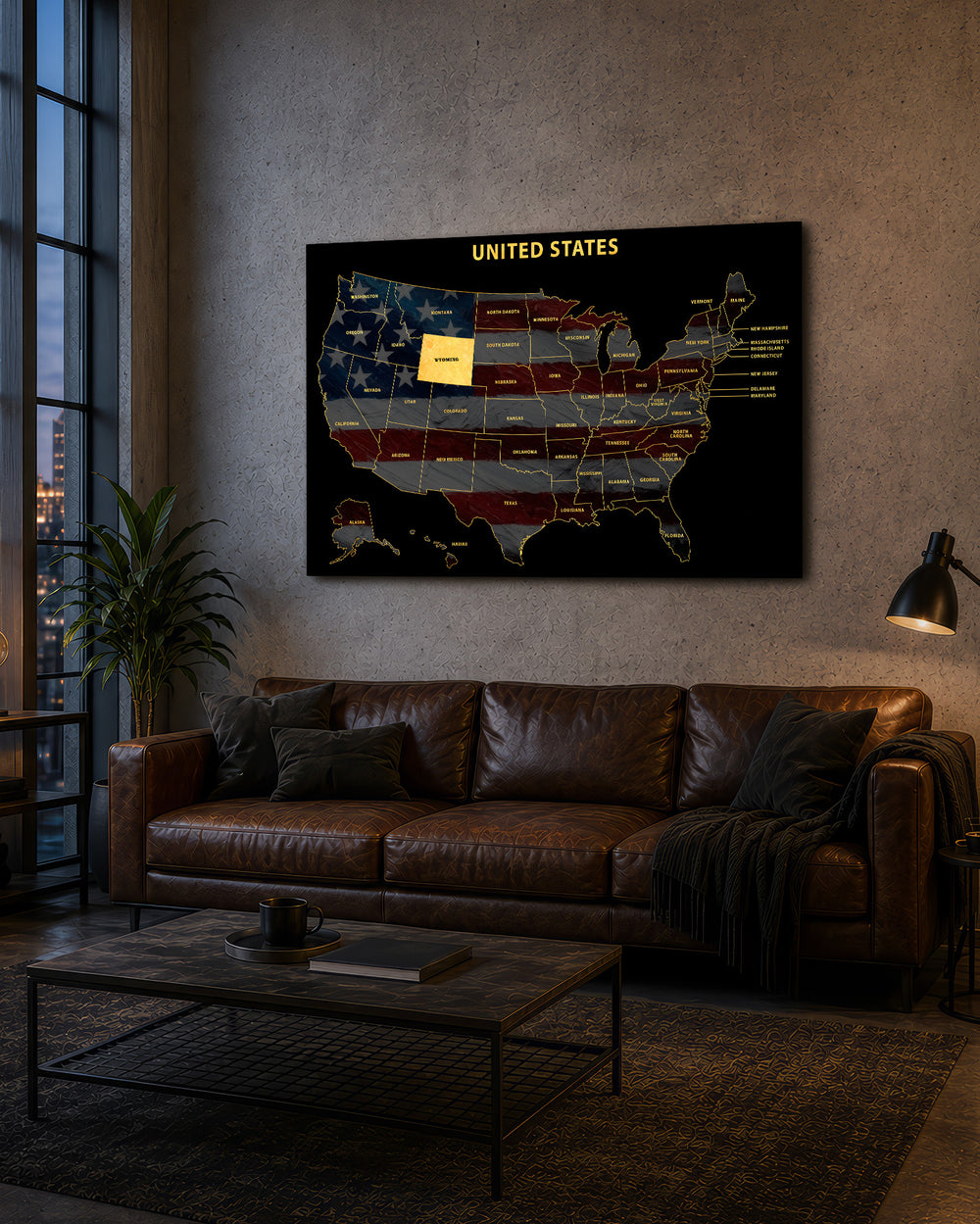 Wyoming State Map - 3D Embossed Metal Wall Art