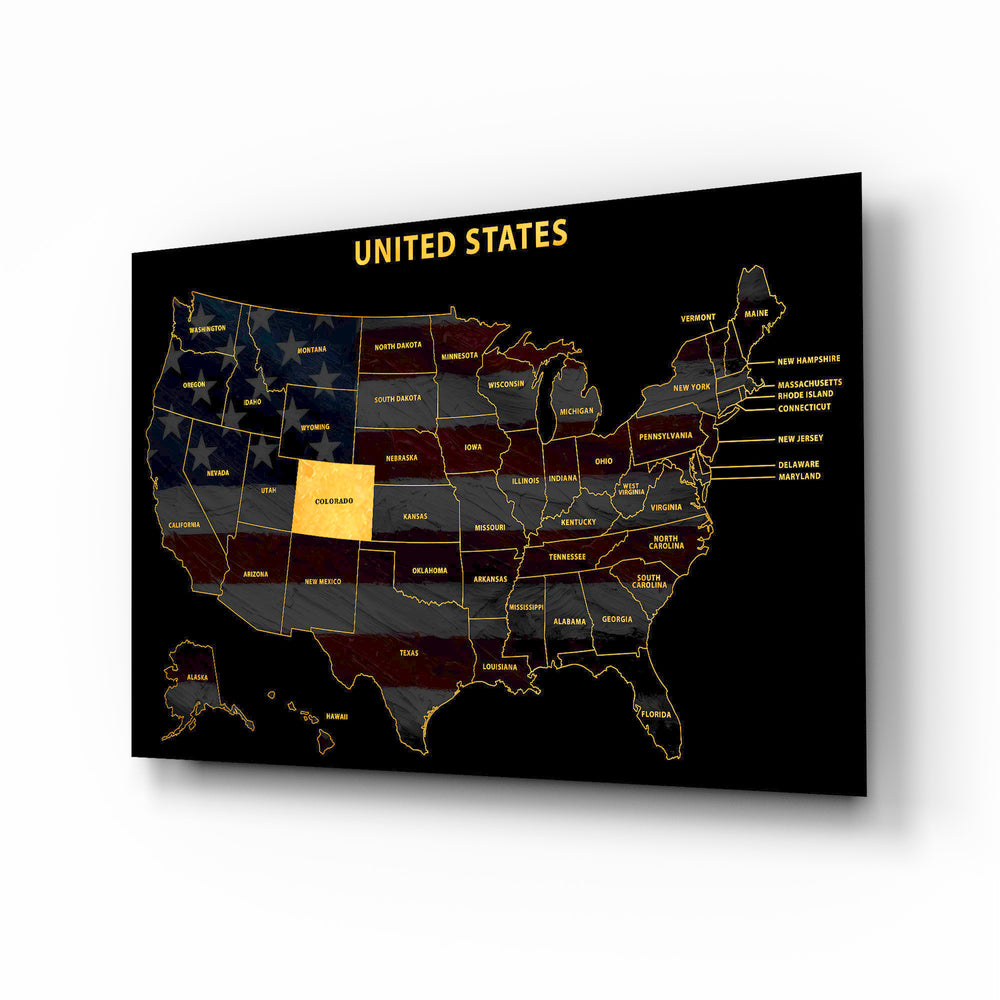 Colorado State Map - 3D Embossed Metal Wall Art