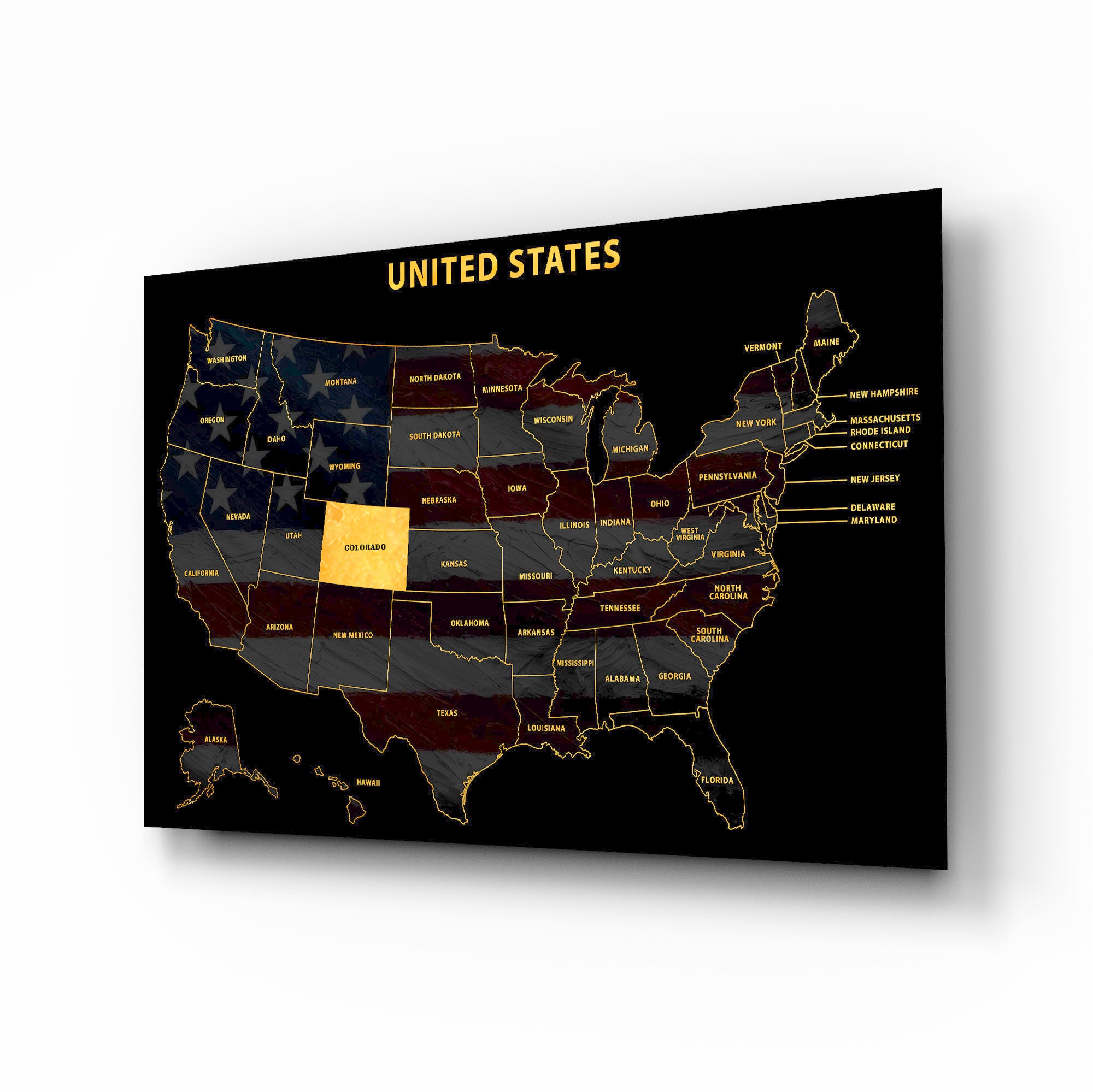 Colorado State Map — Haptic 3D Embossed Metal Wall Art