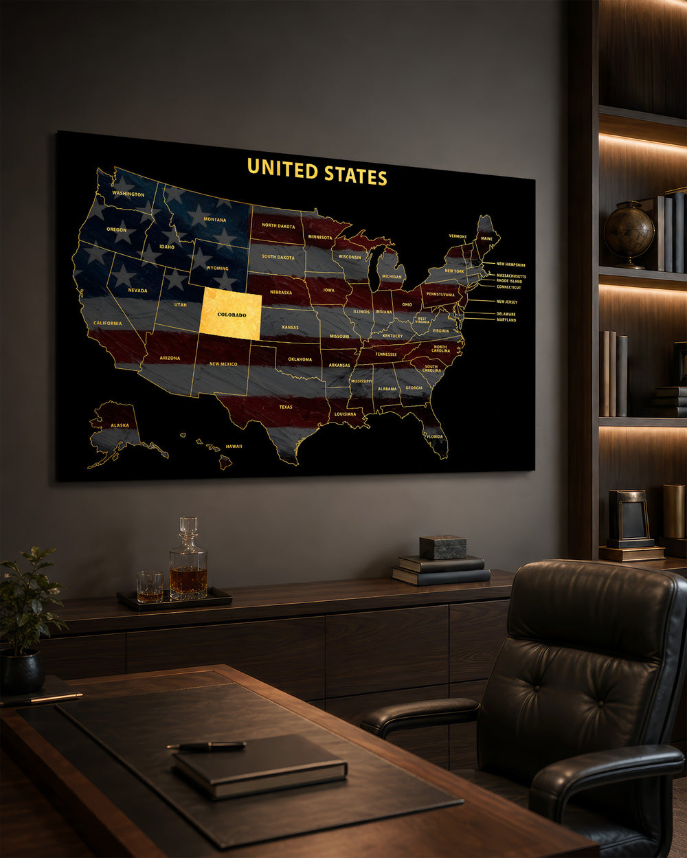 Colorado State Map - 3D Embossed Metal Wall Art