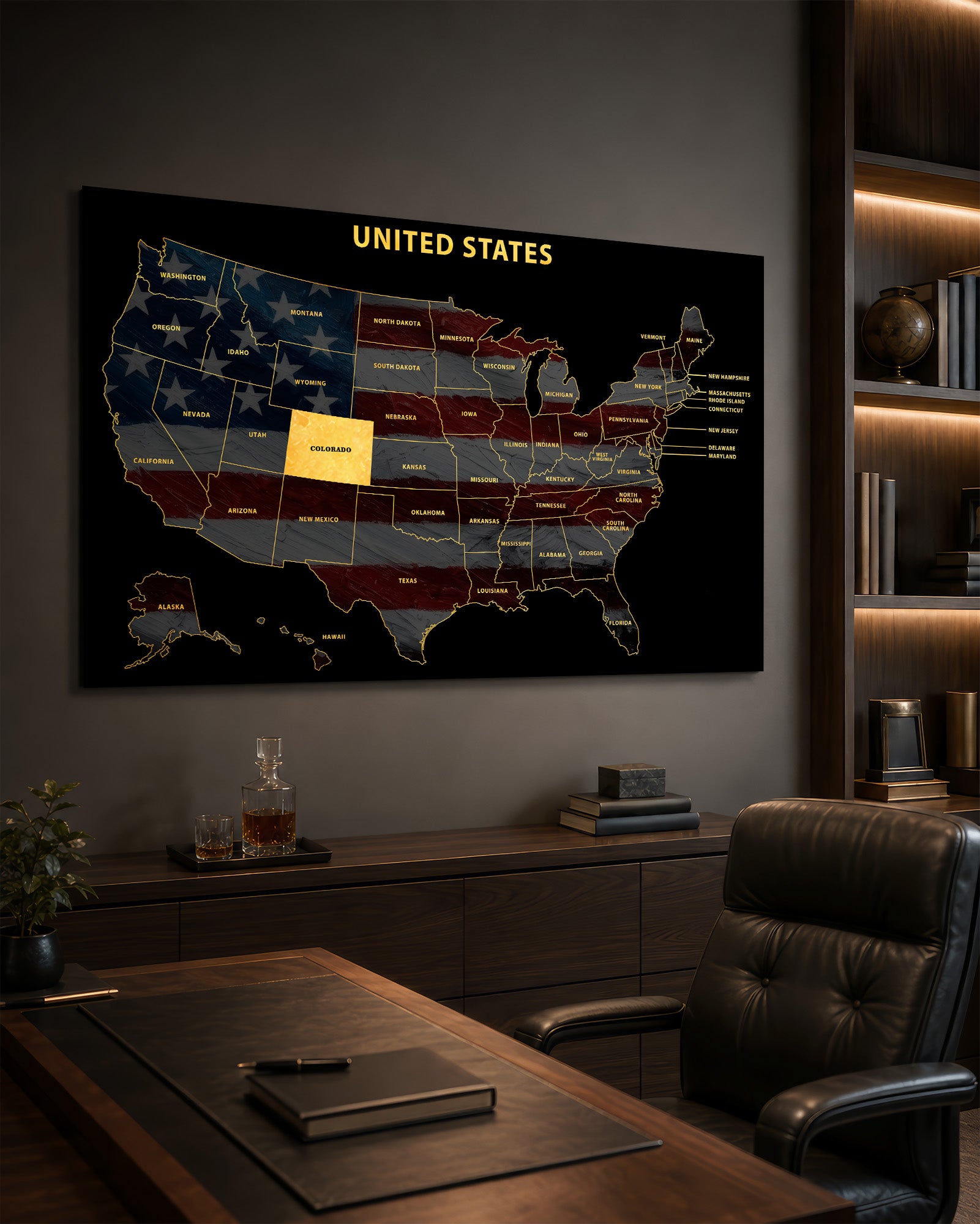 Colorado State Map — Haptic 3D Embossed Metal Wall Art