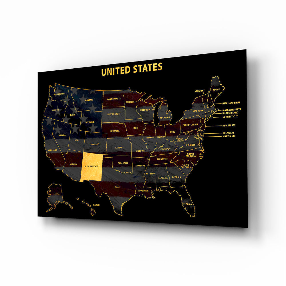New Mexico State Map - 3D Embossed Metal Wall Art