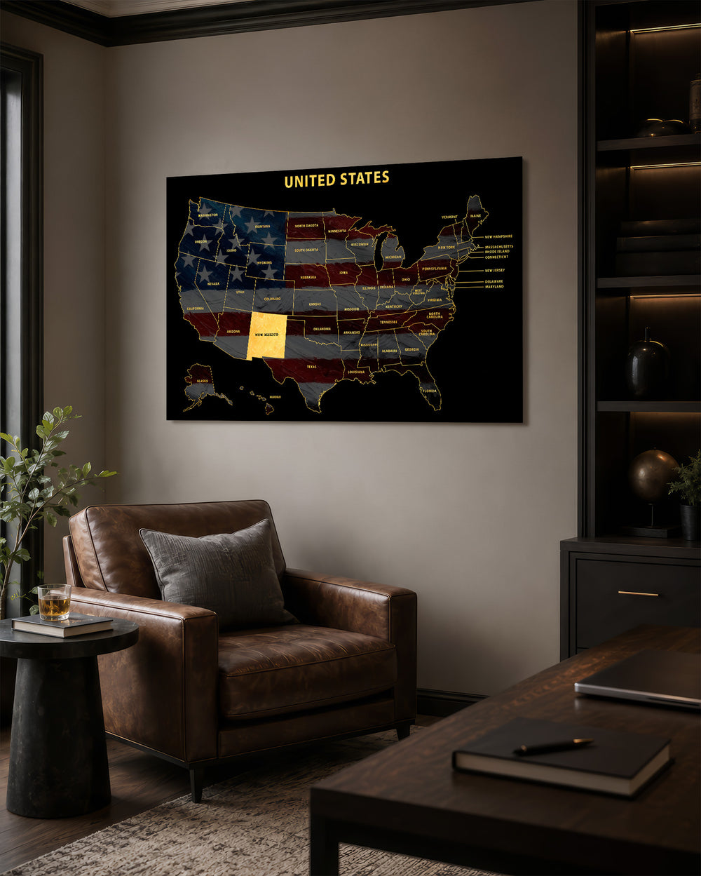 New Mexico State Map - 3D Embossed Metal Wall Art