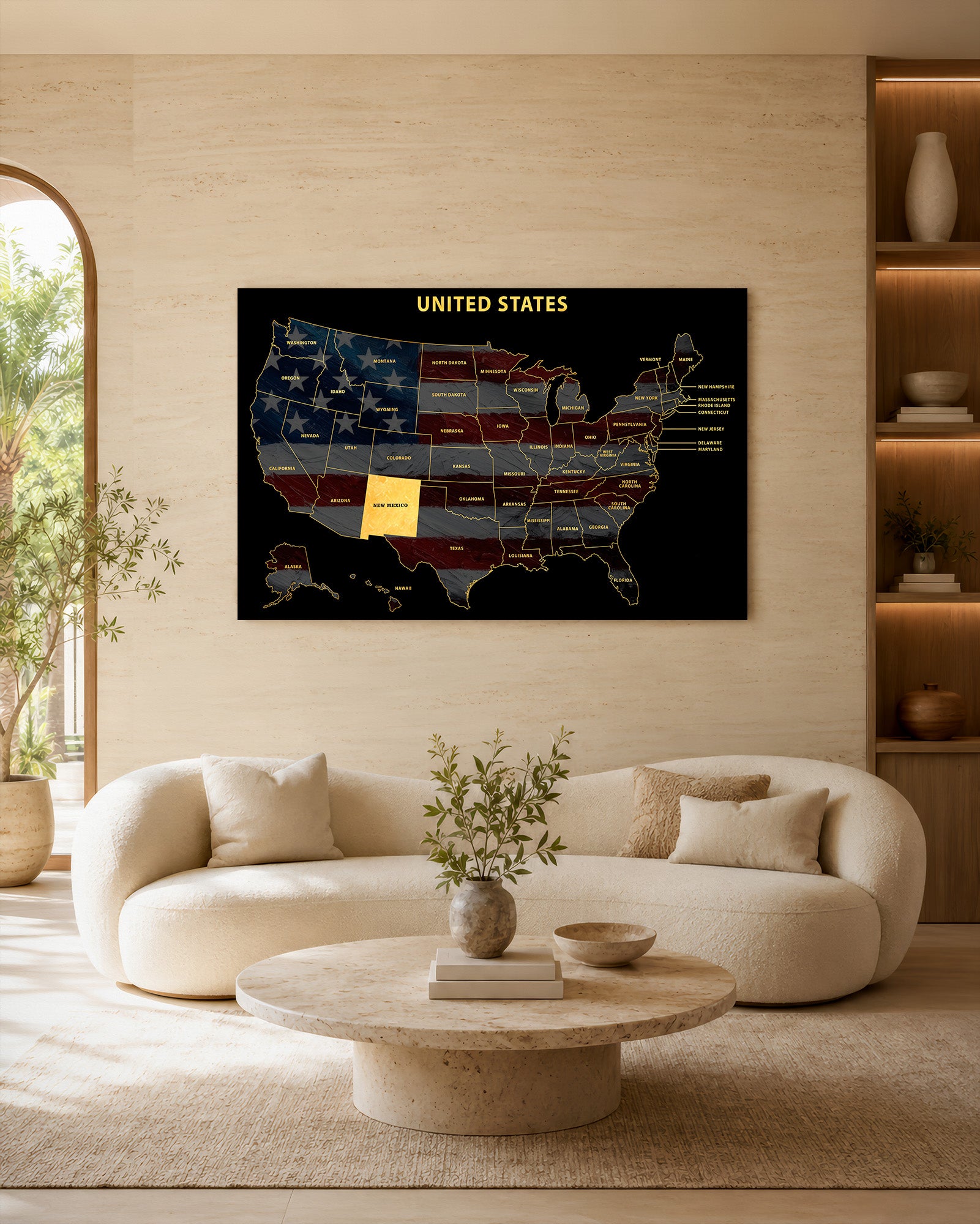 New Mexico State Map — Haptic 3D Embossed Metal Wall Art