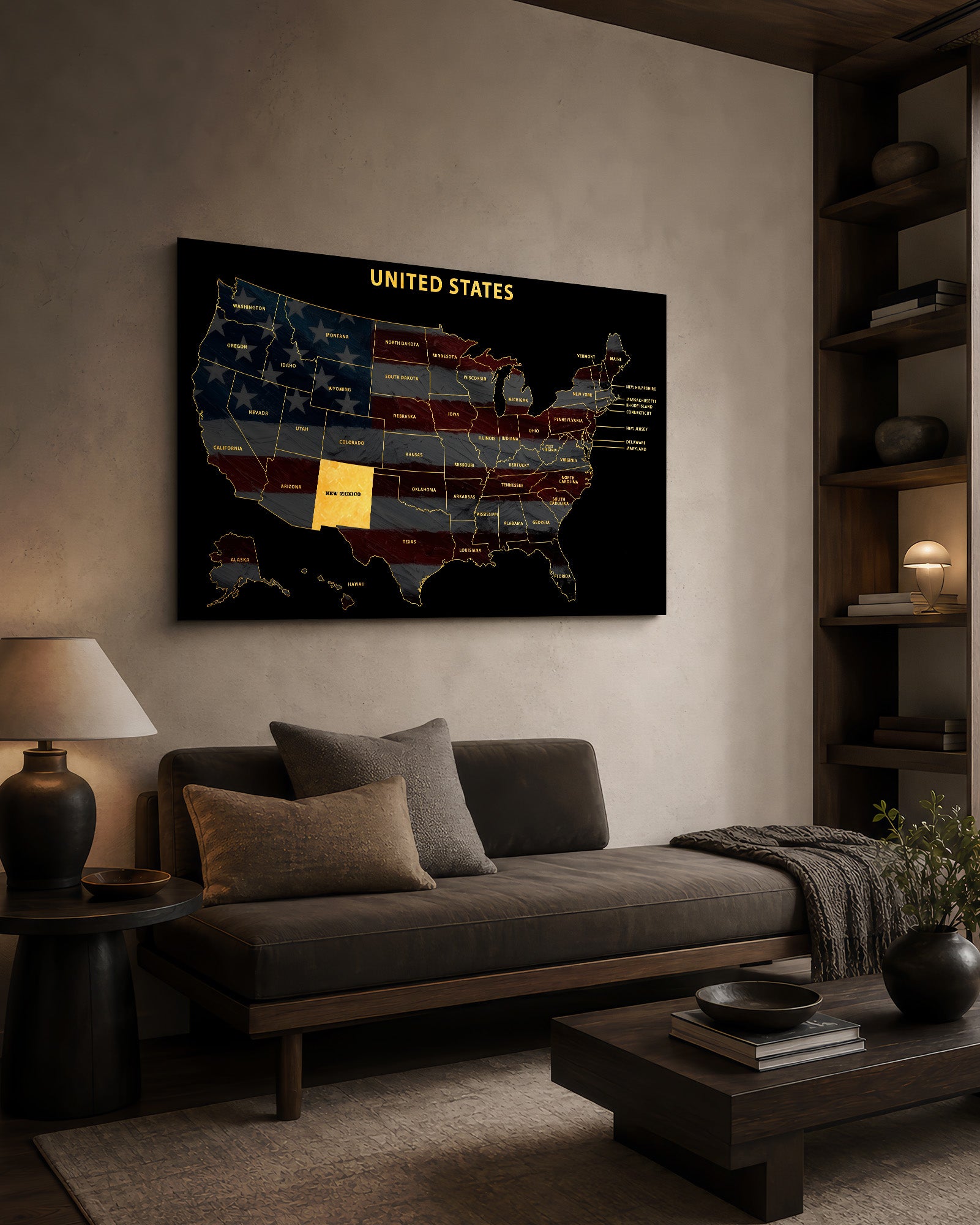 New Mexico State Map — Haptic 3D Embossed Metal Wall Art
