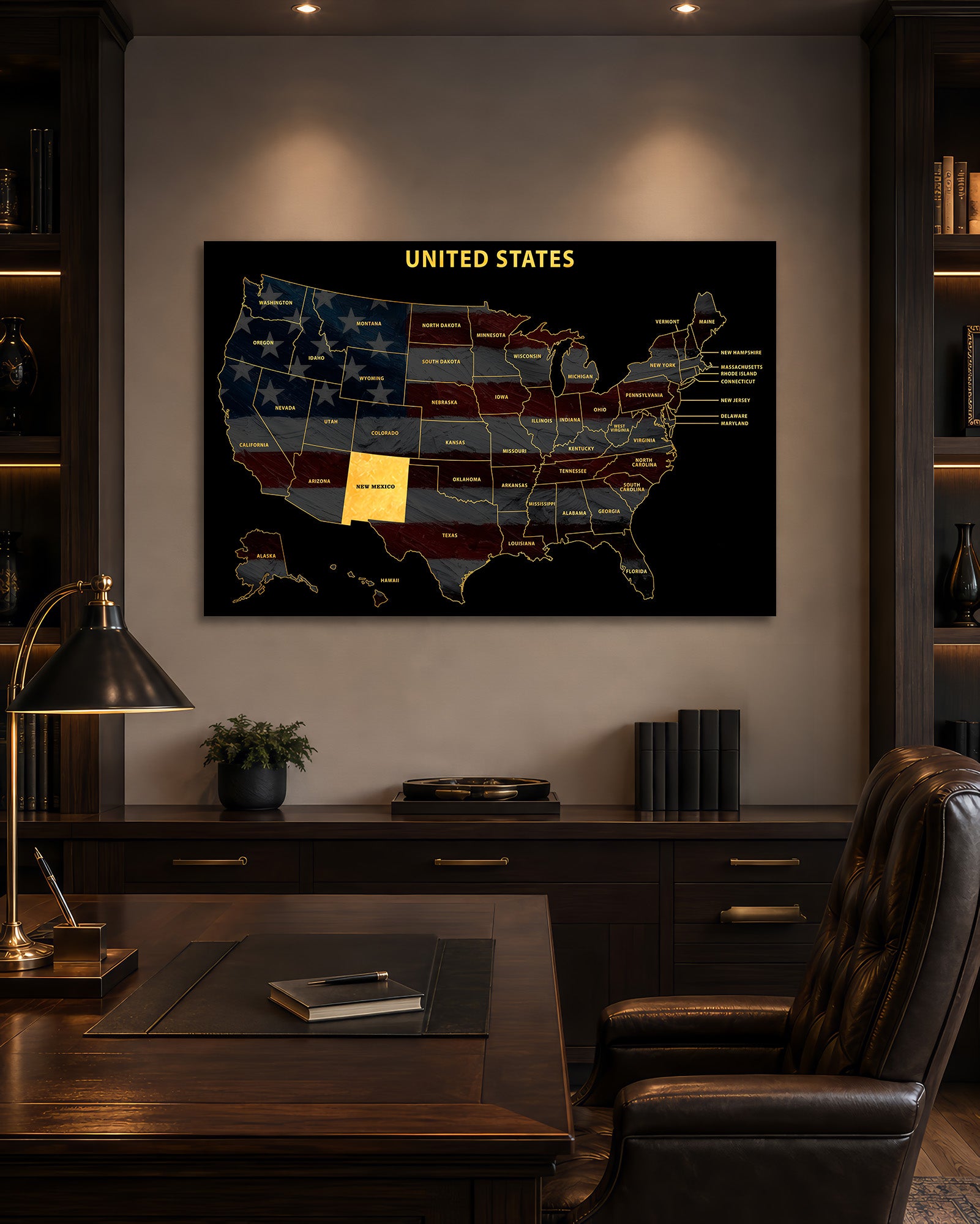 New Mexico State Map — Haptic 3D Embossed Metal Wall Art