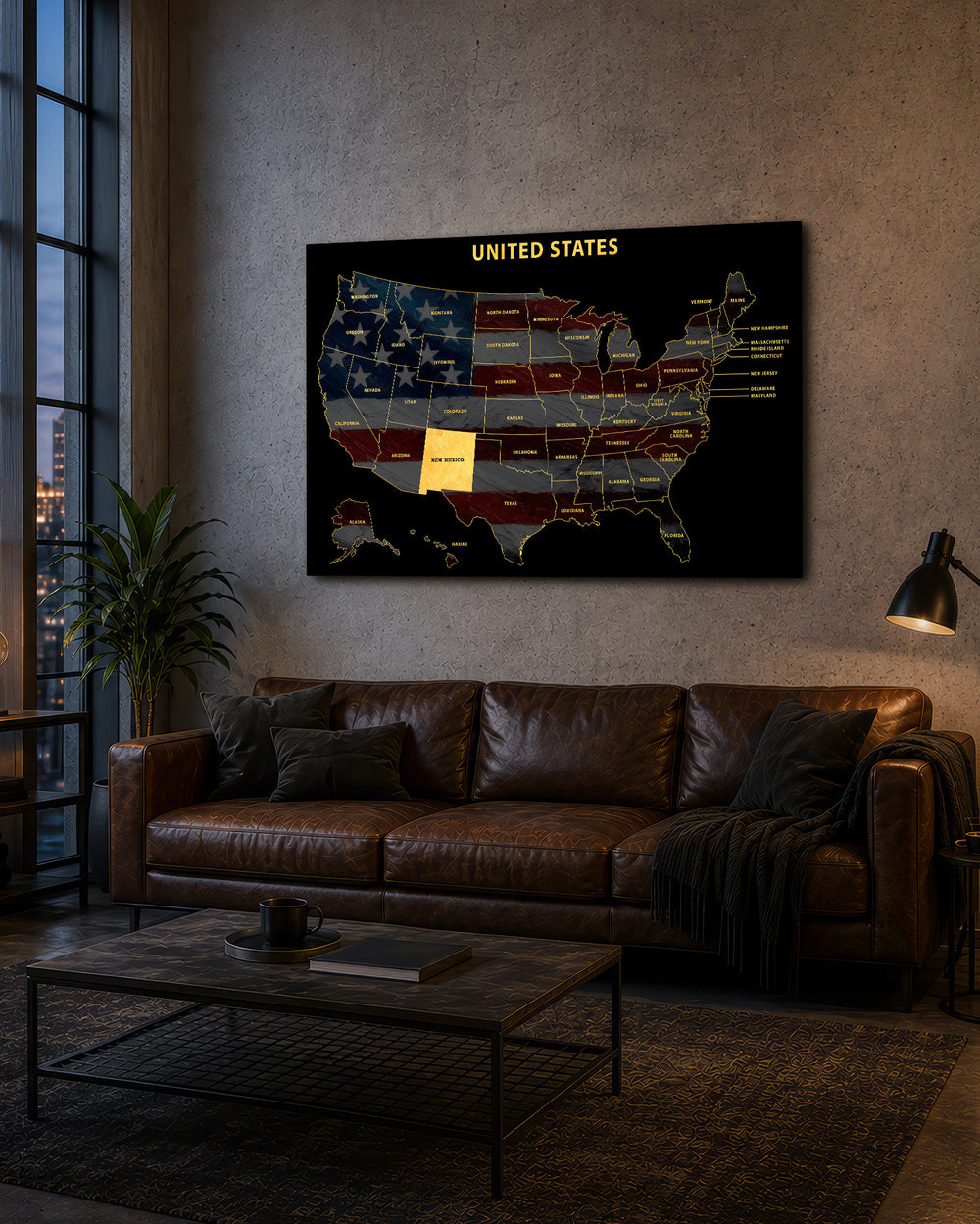 New Mexico State Map - 3D Embossed Metal Wall Art