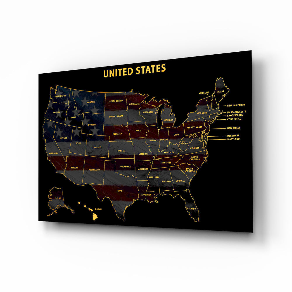 Hawaii State Map - 3D Embossed Metal Wall Art