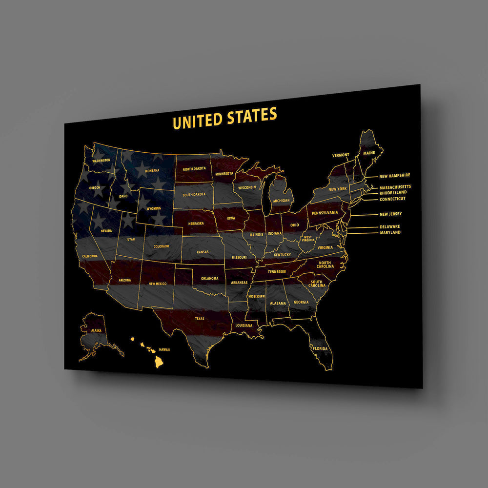 Hawaii State Map - 3D Embossed Metal Wall Art