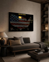 North Dakota State Map - 3D Embossed Metal Wall Art