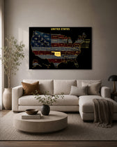 Oklahoma State Map - 3D Embossed Metal Wall Art