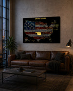 Oklahoma State Map - 3D Embossed Metal Wall Art