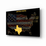 Texas State Map - 3D Embossed Metal Wall Art