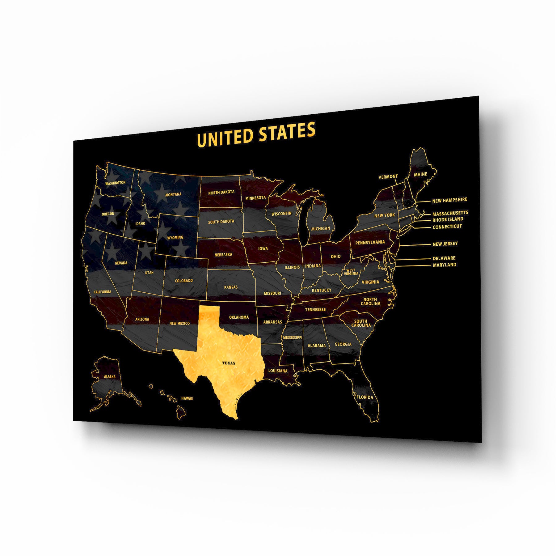 Texas State Map — Haptic 3D Embossed Metal Wall Art