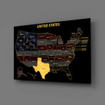 Texas State Map - 3D Embossed Metal Wall Art