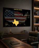 Texas State Map - 3D Embossed Metal Wall Art