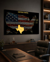 Texas State Map - 3D Embossed Metal Wall Art