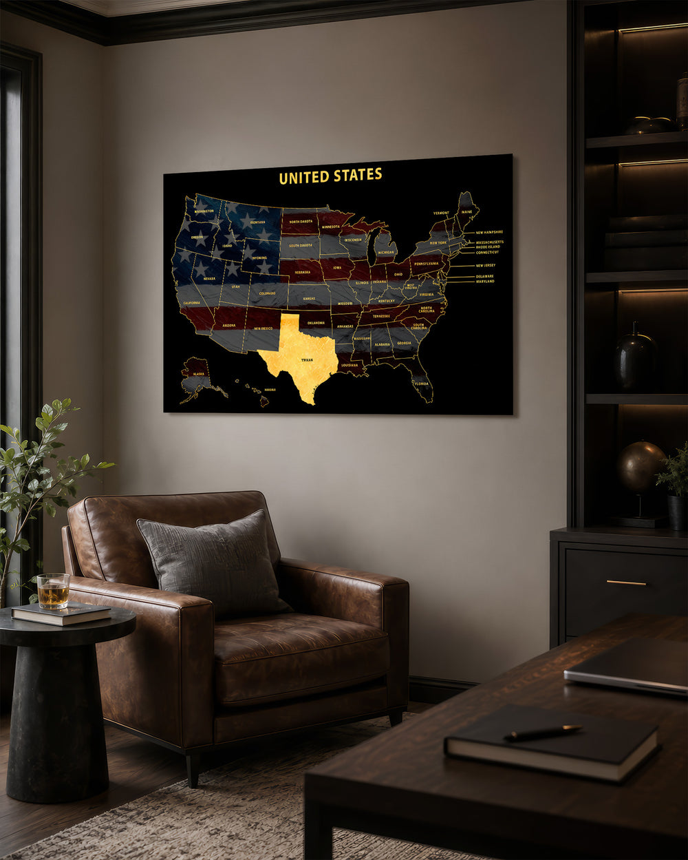 Texas State Map - 3D Embossed Metal Wall Art