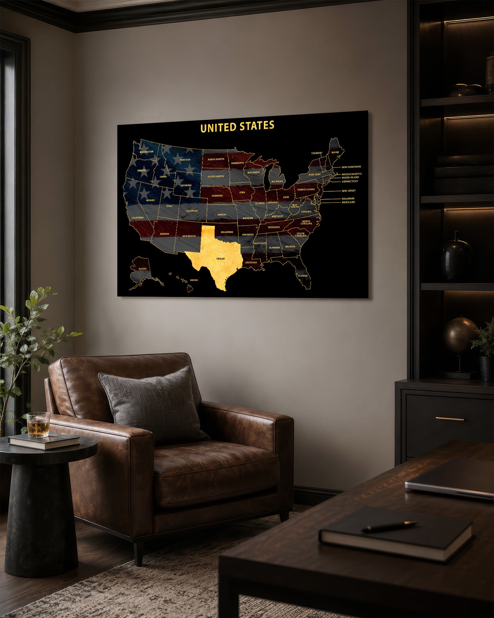 Texas State Map — Haptic 3D Embossed Metal Wall Art