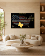 Texas State Map - 3D Embossed Metal Wall Art