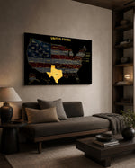 Texas State Map - 3D Embossed Metal Wall Art